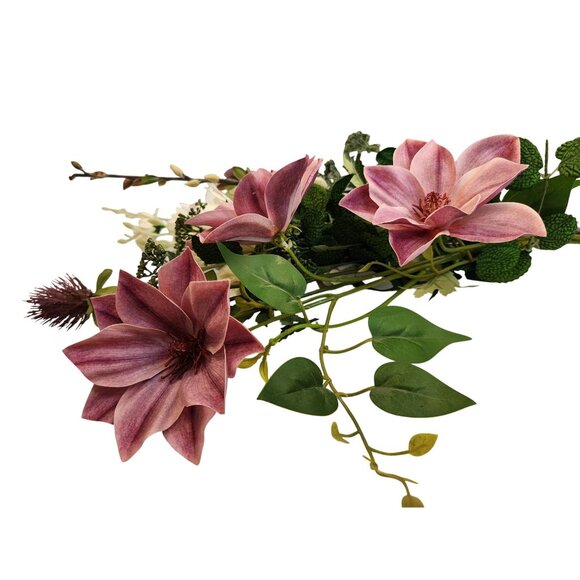 Artificial Mixed Flower Bouquet With Clematis Daisies & Thistle - 6 Stems 20" Ta - Picture 4 of 12